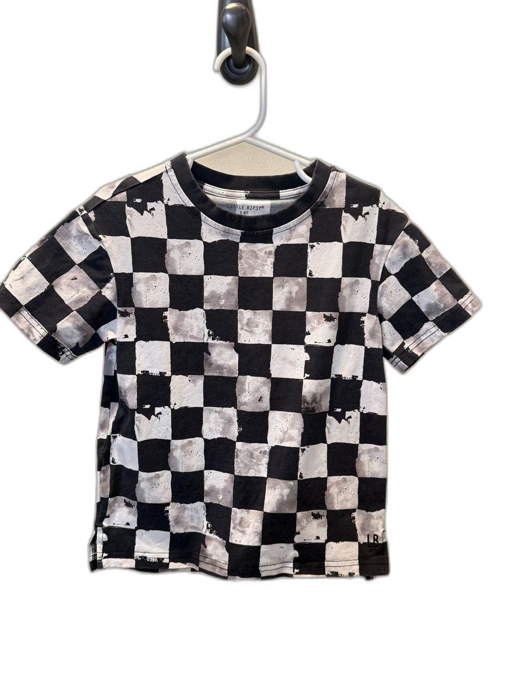 Little Bipsy Boys Black & White Checkerboard Short Sleeve Tee 5/6T